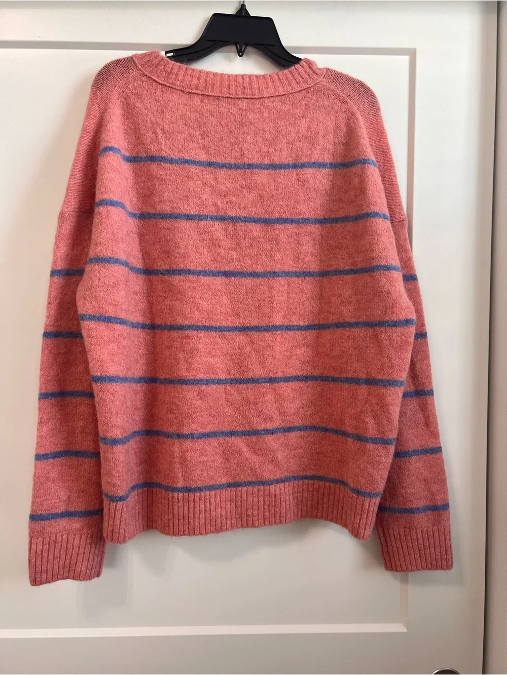 J.Crew Alpaca Merino Wool Striped Crewneck Sweater Pink Blue M